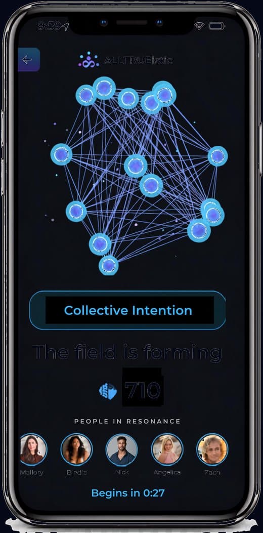 ALLTRUEistic Collective Intention screen showing the field of connected participants